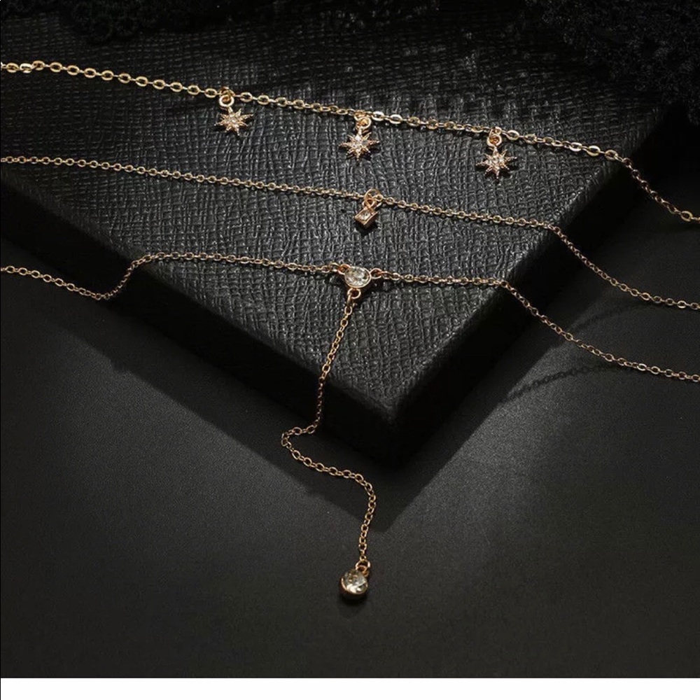 🆕 Multi Layered Crystal Stars Necklace 💫 - Picture 3 of 3